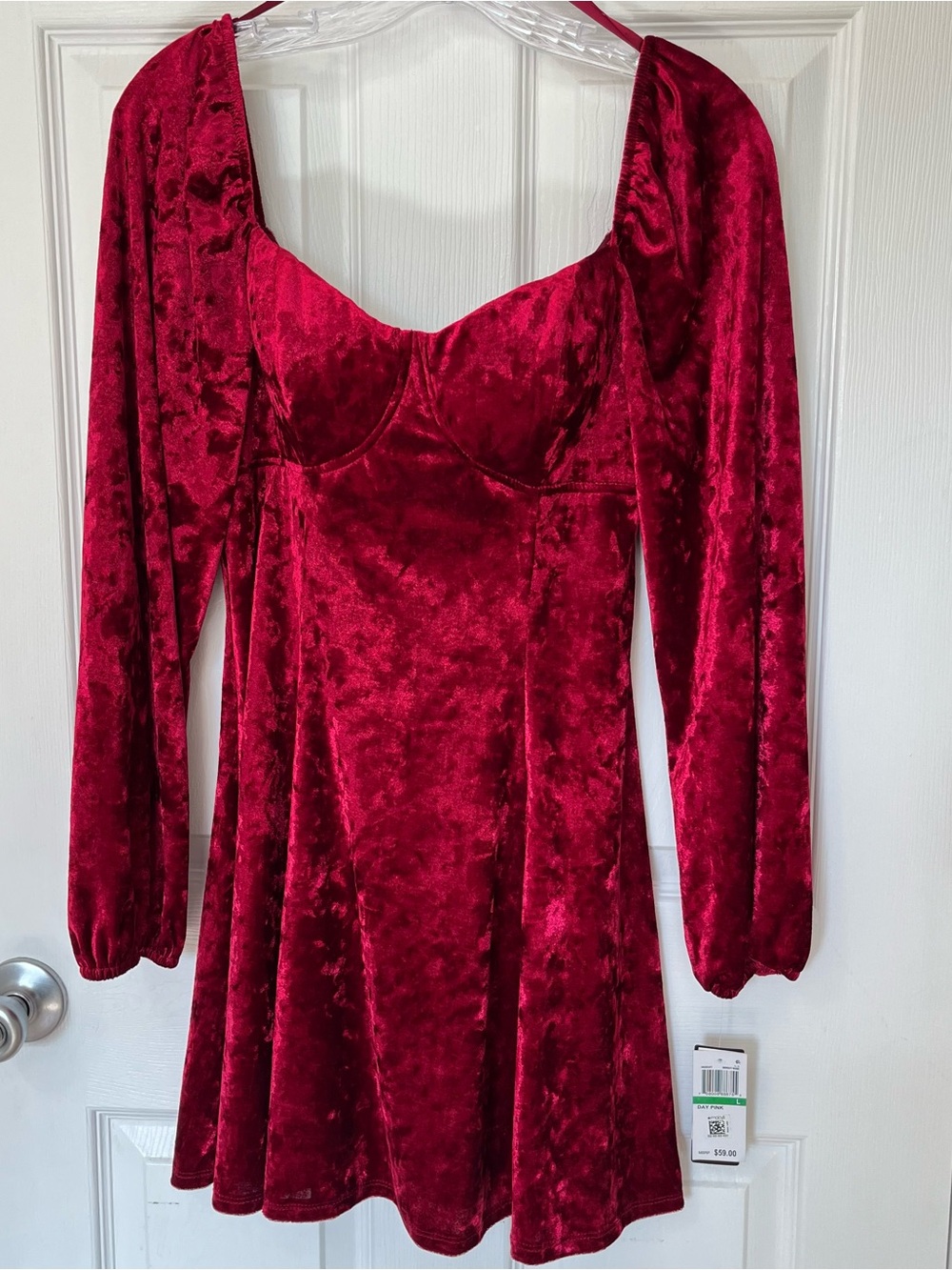 Red Velvet Lace Back Mini Dress Whimsigoth Witchcore Dark Romance Goth Juniors L